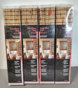 lot 21 image: BRAND NEW IN PACKAGE - (4) Natural Woven Shades 23x64 - Great for Rental Property or RVCamper