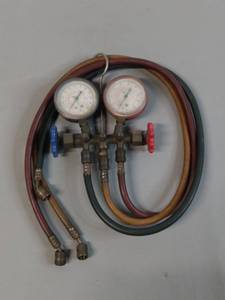 lot 46 image: ROBINAIR Manifold Gauge with Red, Yellow, and Blue Hoses and HOOK