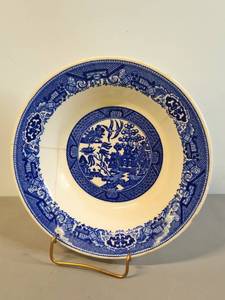 lot 59 image: Vintage Blue Willow Transferware, Japan Blue and White Willow Transferware Plate, Blue Willow China, Made in Japan, Asian 9 Bowl