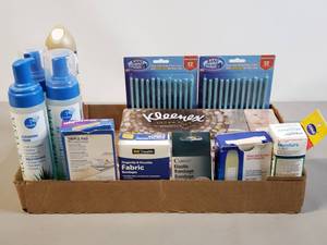 lot 75 image: NEW IN PACKAGE First Aid and Housekeeping Supplies