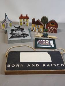 lot 78 image: 11 Kansas Sign, Metal Farm Sign & Wood Houses Decor