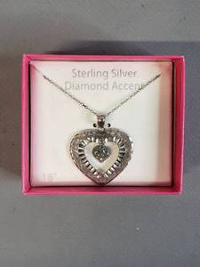 lot 99 image: Sterling Silver Valentine Necklace 18 Chain
