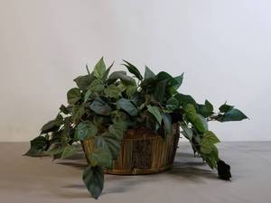 lot 137 image: 12 Bark Basket Faux Plant