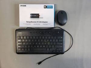 lot 147 image: D-Link Range Booster, Wireless Mouse, Belkin Keyboard for iPhone