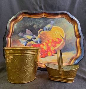 lot 189 image: 22 Tray, Flower Pot, Brass Basket