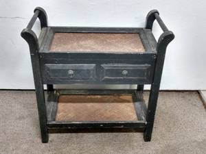 lot 216 image: Rolling Cart of Side Table 29x15x29 with 2 Drawers