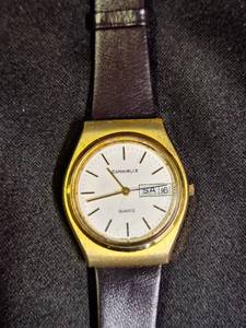 lot 304 image: Vintage Swiss Bulova, Caravell Quartz, Looks To Be Gold Plated, DayDate Calendar - Needs New Band