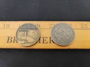 lot 121 image: 100 Anniversary Baseball Coin and Prairiesta-100 Russell Ks Coin.