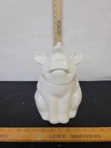lot 250 image: White Ceramic Pig wBird Canister