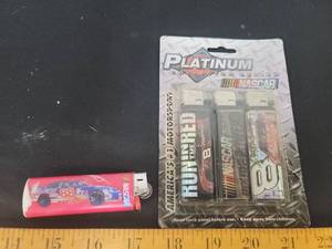 lot 290 image: 3-Pack #8 NASCAR Platinum collector series and a #88 NASCAR lighter
