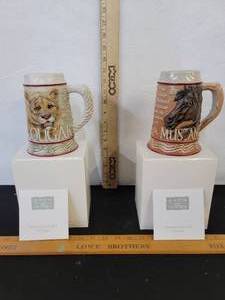 lot 338 image: Tom OBriens Cougar Beer Stein And Mustang Horse Beer Stein