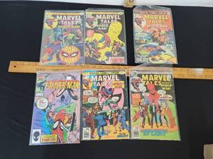 lot 402 image: 5- Vintage Marvel Tales Starring SpiderMan and SpiderMan Comic Books- See Pictures For Titles And Authors
