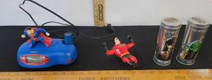 lot 431 image: Star Wars Salt&Pepper Shakers, Mr.Incredibles Figure And Superman Digital Alarm Clock