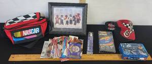 lot 472 image: NASCAR Lunchbox, Trading Cards, Cap, Wall Art And More