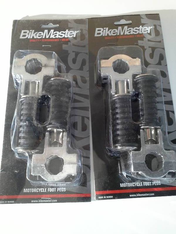 lot 6102 image: BikeMaster Engine Guard Foot Pegs Tool Accessories - Chrome - 2 PACKS