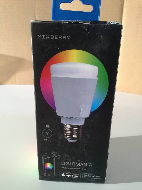 lot 6104 image: Bluetooth Smart LED Light Bulb by Mixberry - E27 Medium Base - 16 Million Dimmable Colors - Features SleepWake & Party Modes - Control with your Apple iPhone, iPad or Android Tablet or Smartphone