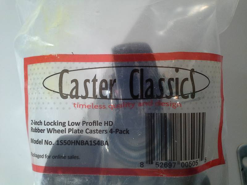 lot 6109 image: Caster Classics 2-inch Locking Low Profile HD Rubber Wheel Plate Casters - 4-Pack