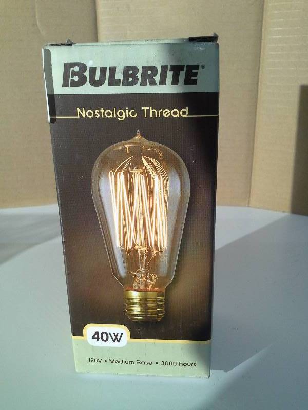 lot 6119 image: Bulbrite 134019 40W Nostalgic Edison Squirrel Cage-style Bulb