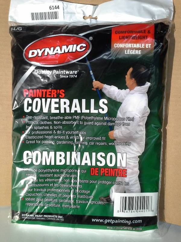 lot 6144 image: Dynamic Paint AH04400L Heavy Duty PMF Painters Coverall, Size Large