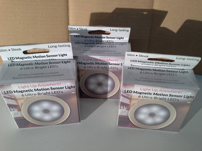 lot 6147 image: ADX Decorative Battery Powered Wireless Motion Sensing LED Stick Anywhere Light, 3-Pack, white (newhouse lighting stick anywhere led motion sensor)