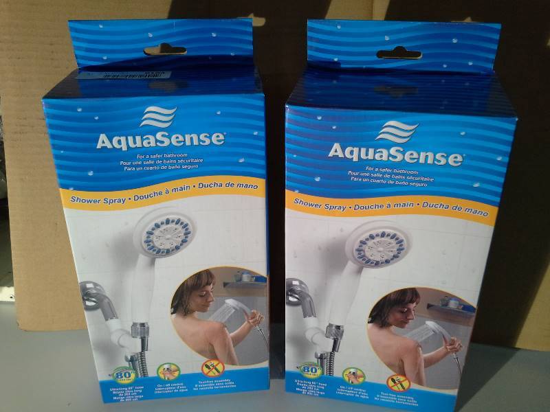 lot 6164 image: AquaSense Shower Spray with Ultra Long Stainless Steel Hose - 2 Shower Heads