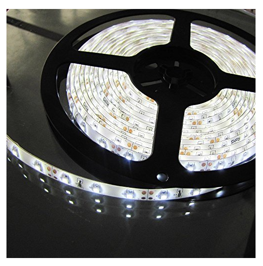 lot 6101 image: Triangle Bulbs Cool White LED Waterproof Flexible Strip Light, T93007-1 - 25 watt, 300 3528 SMD, 12 volt, 16.4 feet, Pure White - 2 PACKS