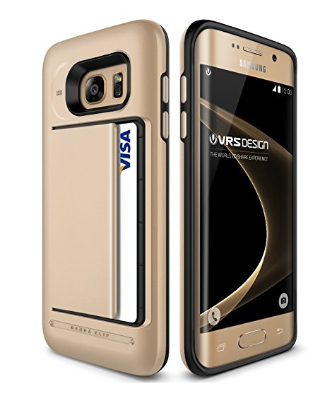 lot 6121 image: Galaxy S7 Edge Case, VRS Design Damda ClipChampagne Gold AND Rose Gold - Wallet Card SlotMilitary Grade Protection For Samsung S7 Edge - 2 cases
