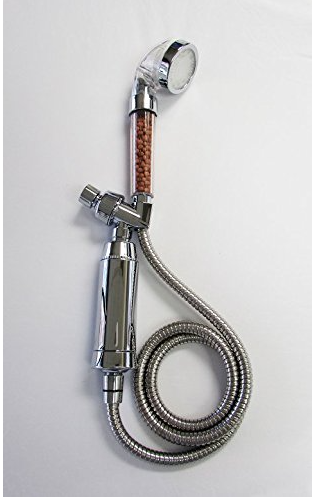 lot 6138 image: Vida Cora REVIDALIZE Your Hair Loss Prevention Filtered Shower Head System with Pulsating LED, Inline-Filter and Ionize Rare Rocks