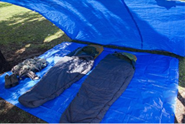 lot 6161 image: Reinforced 8x10 Waterproof Poly Tarp with Grommets - Multipurpose Perfect for Backpacking, Camping, Shelter, Shade, Ground Cover - Protect Your Tent, Flatbed, Firewood, or Roof From the Elements - 2 TARPS