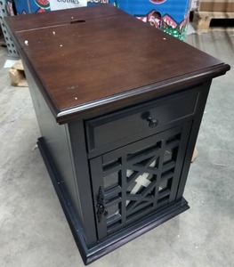 lot 1694 image: Chairside Table With Power In Dark Brown