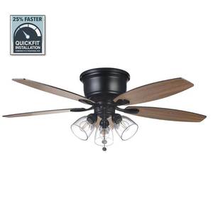 lot 1702 image: Hampton Bay 51829 Stoneridge 52 Matte Black Hugger LED Ceiling Fan with Light Kit