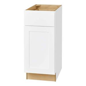 lot 1703 image: Hampton Bay Avondale 15 in. W x 24 in. D x 34.5 in. H Ready to Assemble Plywood Shaker Base Kitchen Cabinet in Alpine White