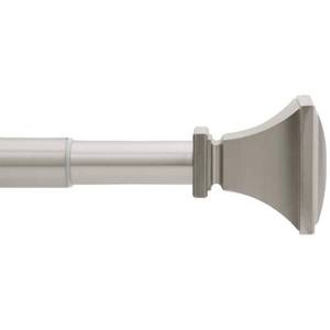 lot 1741 image: Home Decorators Collection 36 in. - 72 in. Telescoping 1 in. Single Curtain Rod Kit in Brushed Nickel with Urn Square Finials