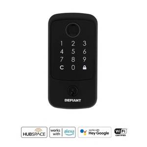 lot 1788 image: Defiant Hubspace Matte Black Square Biometric Fingerprint Electronic Touchpad Deadbolt