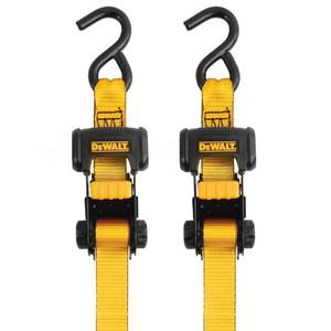 lot 1795 image: DEWALT 1.25 in. x 16 ft. Ratchet Tie-Down Straps 3000 lbs. Break Strength (2-Pack), Yellow