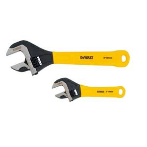 lot 1798 image: Dewalt DWHT75497 2 Pc. Dip Grip Adjustable Wrench Yellow. Missing One