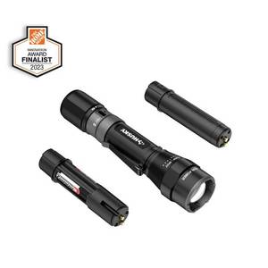 lot 1804 image: Husky 1200 Lumens Dual Power LED Rechargeable Focusing Flashlight with Rechargeable Battery and USB-C Cable Included, Black