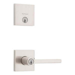 lot 2954 image: Kwikset Halifax Satin Nickel Zinc Lever and Single Cylinder Deadbolt