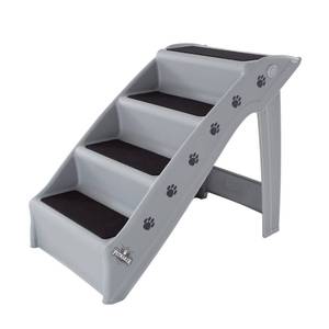 lot 1701 image: Dog Stairs - Pet Stairs with 4-Step Design for Beds, Couches, Cars - Pet Steps for Puppies, Kittens, and Small Pets by PETMAKER (Gray)
