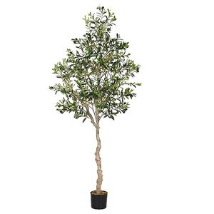 lot 1724 image: Azoco 6.5ft Artificial Olive Tree, 78in Tall Faux Olive Tree, Potted Fake Plants with Realistic Branches and Fruits for Home Indoor Decor