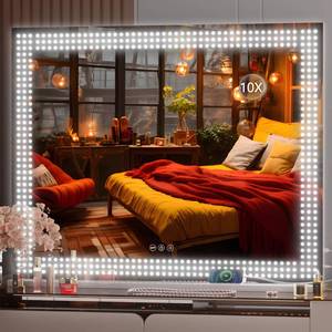 lot 1727 image: Hasipu Vanity Mirror with Lights, 40 x 32 LED Makeup Mirror, Lighted Makeup Mirror with Dimmable 3 Modes Vanity Mirror Square White Retail&nbsp$143.79