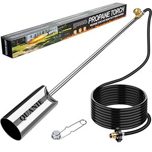 lot 1755 image: QUANIE Propane Torch Burner Weed Torch High Output 1,500,000 BTU with 10FT Hose,Heavy Duty Blow Torch with Flame Control and Flint Striker,Flamethrower for Garden Wood Ice Snow Road Charcoal
