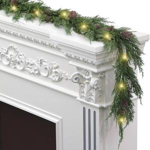 lot 1761 image: CHEAWRTZ 6FT Cedar Garland, Prelit Christmas Garland, Christmas Garland with 30 Warming Lights Garland Christmas Decorations for Mantel Tabletop Centerpiece Porch Indoor Outdoor Christmas Decorations