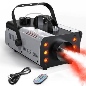 lot 2888 image: HOLDLAMP Fog Machine, 1200W and 6000CFM Smoke Machine with Wireless Remote Control and 6 Colorful LED Lights for Christmas Halloween Wedding Stage Effect DJ Disco Party Stage