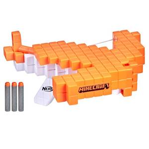lot 2891 image: NERF Minecraft Pillagers Crossbow, Dart-Blasting Crossbow, Includes 3 Elite Darts, Real Crossbow Action, Pull-Back Priming Handle (Only 1 Dart)