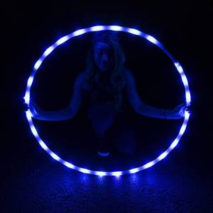 lot 2908 image: GlowCity LED Hula Hoop 36 inch Glow in The Dark Fitness Dance Workout Exercise Light Up Hula Hoop for Kids and Adults - Indigo Blue
