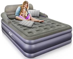 lot 2919 image: A-ER-FA Queen Size Air Mattress with Headboard , 3 Mins Quick InflationDeflation Inflatable Airbed , 20 Inches High Blow Up Bed with Comfortable Flocked Top for Home Guest Travel Camping(QUEEN)