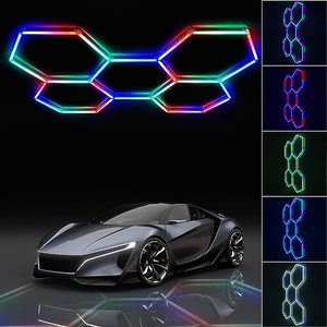 lot 3120 image: ALLYES RGB Hexagon Light - LED Garage Hexagon Light with 358 Color Modes, Dimmable and Speed Adjustable LED Hexagon Lights, DIY, for Gaming Room, Bar, Party, Live Room, Music Studio, Gym, 5-Pack