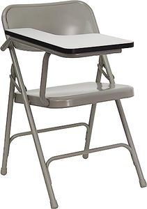 lot 3123 image: Flash Furniture Rutherford 2 Pack Premium Steel Folding Chair with Right Handed Tablet Arm
