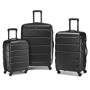 lot 3128 image: Samsonite Omni PC Hardside Expandable Luggage with Spinner Wheels, 3-Piece Set (202428), Black